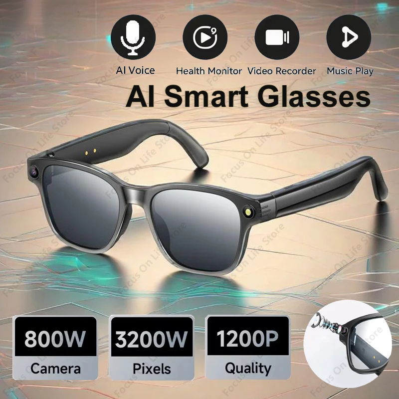 Audio Music Video - KI-Smart-Brille mit 8-Millionen-Kamera, Bluetooth-Sonnenbrille, Aufnahme-, Audio-,