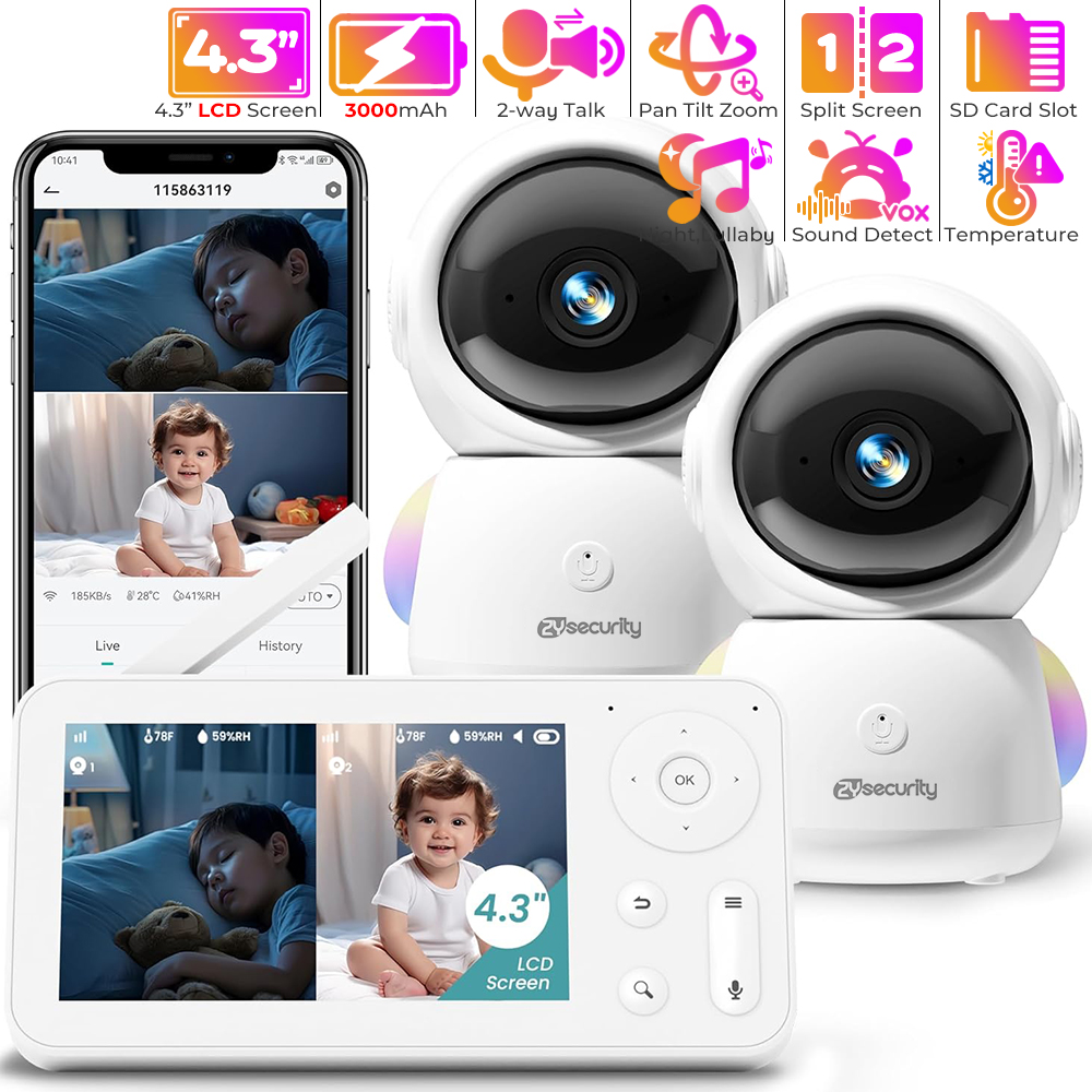 Audio Music Video - 2K-Babyphone mit 2 Kameras und Audio,