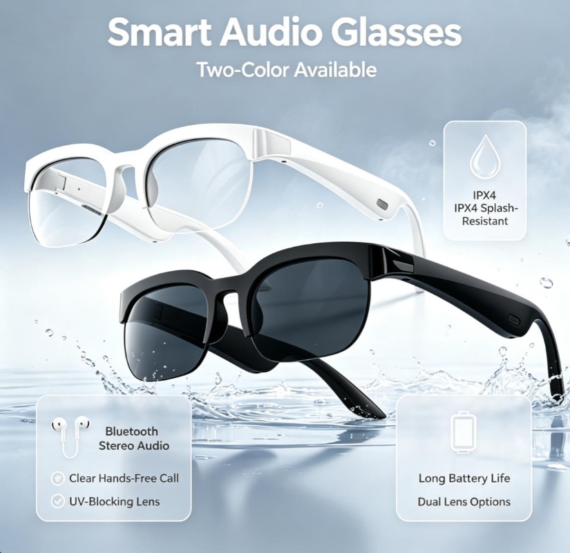 2-Farbige Smarte Audio-Brille  – Audio Music Video Bewertung und Preis